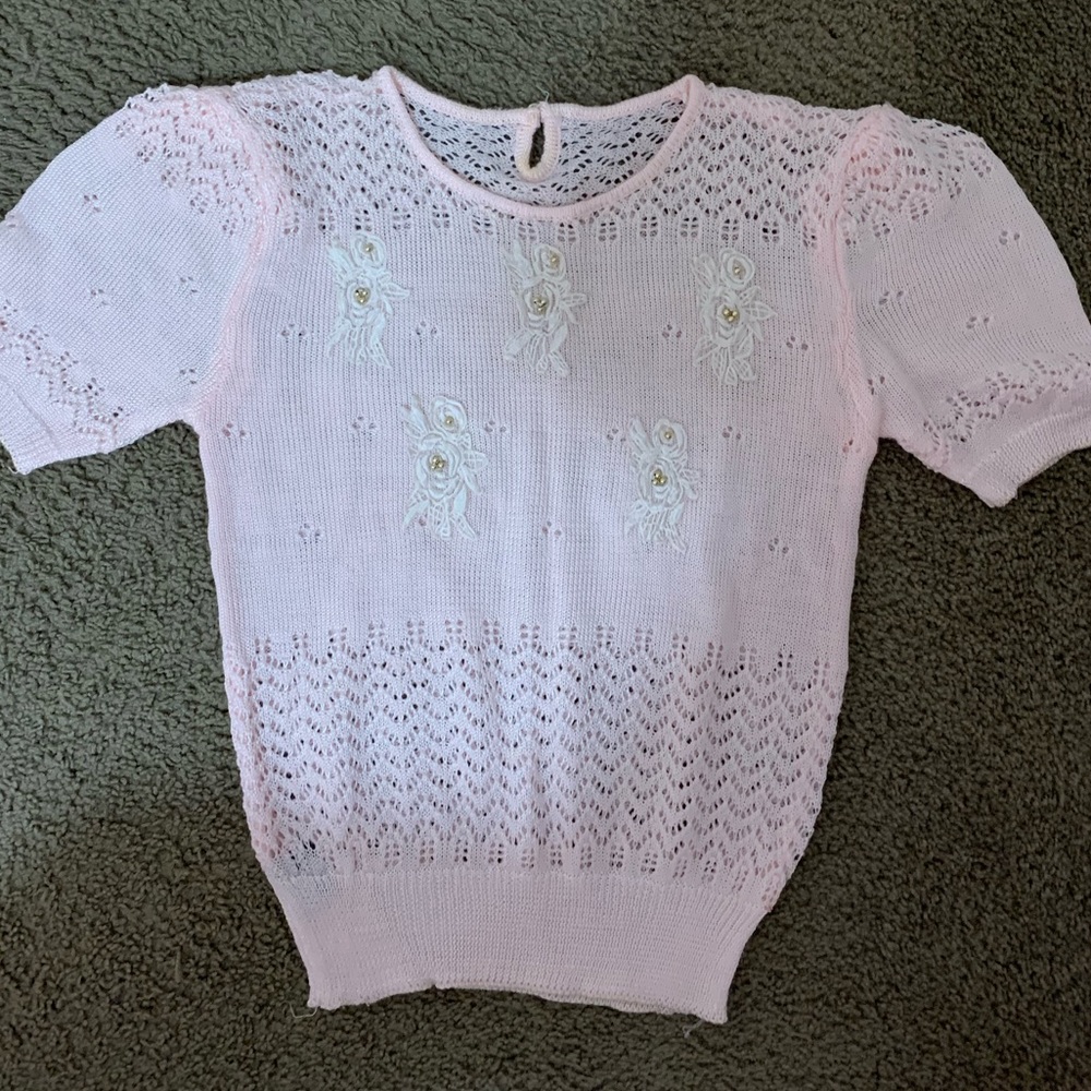 Grandma Knitted Pink Sweater